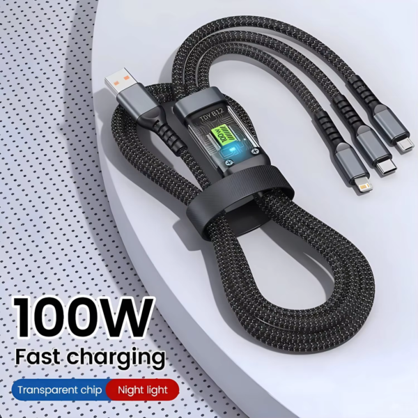 100W Fast Charging 3-in-1 USB Cable