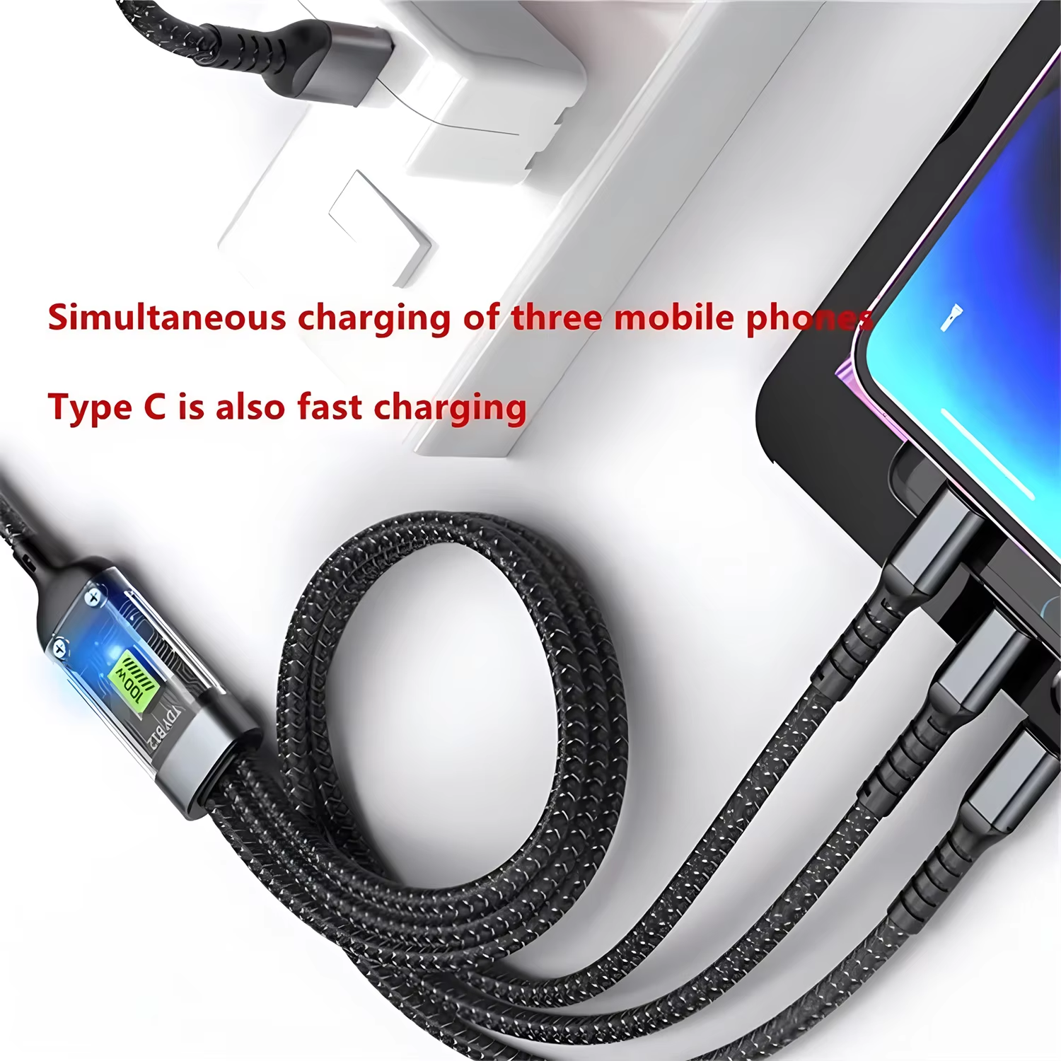 100W Fast Charging 3-in-1 USB Cable - Image 4