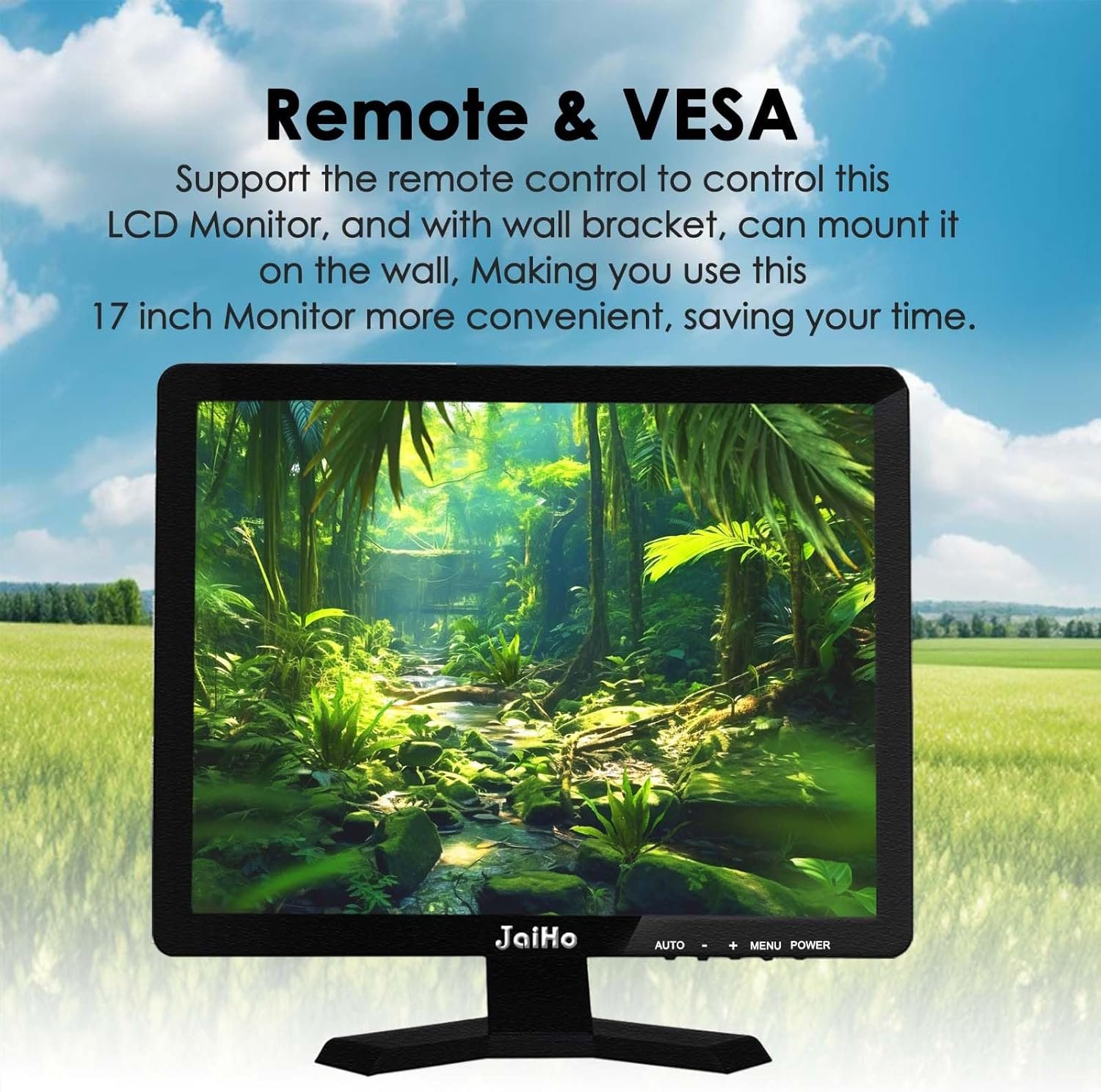 JaiHo 17 Inch PC Monitor TFT LCD Monitor - 1280 x 1024 Resolution 4:3 HDMI Monitor Color Display Screen with HDMI/VGA/BNC/AV/USB Earphone Input, Built-in Dual Speakers, Black - Image 4