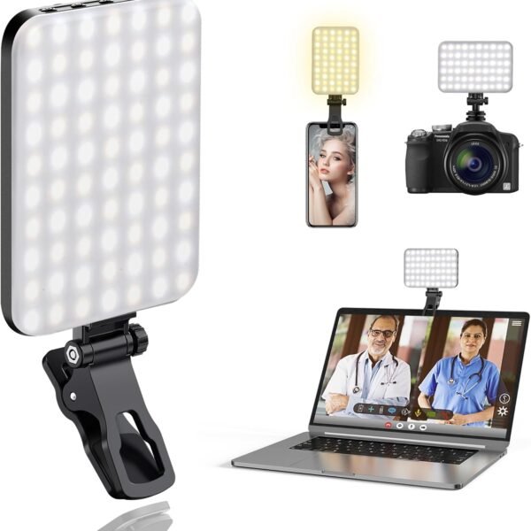 Portable Selfie Light ALTSON 60 LED Portable Selfie Light Video Conference Lighting with Clip & Camera Tripod Adapter Rechargeable 2200mAh CRI 97+, 3 Light Modes for Phone