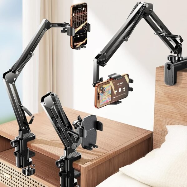 LISEN Gooseneck Phone Holder 3rd Upgrade for Bed Desk [3rd Upgrade] Cell Phone Stand for Desk Bed Gaming Accessories, Gifts for Seniors Tech Lovers Mount for Recording Filming Laying Down Flexible Arm Clamp Clip