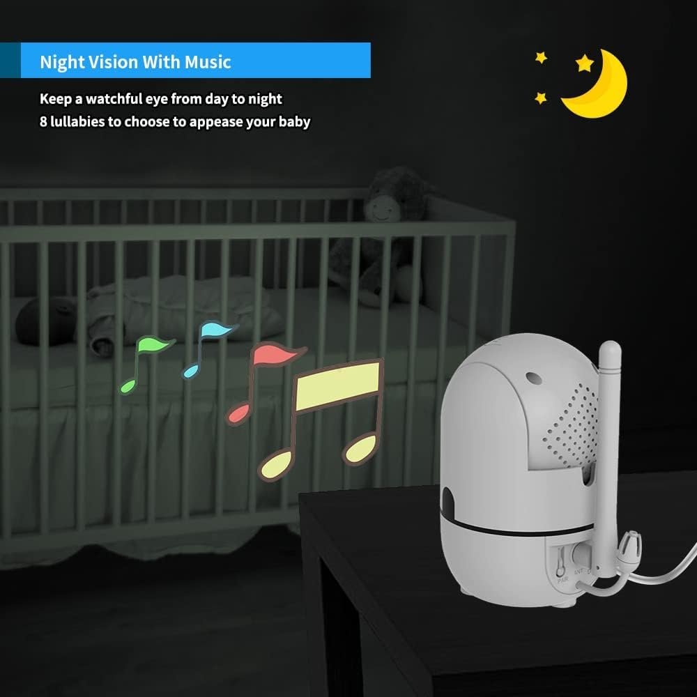 HelloBaby No WiFi Baby Monitor 5" Screen 30-Hour Battery Pan-Tilt-Zoom Video Upgrade with Camera and Audio, Night Vision - Image 3